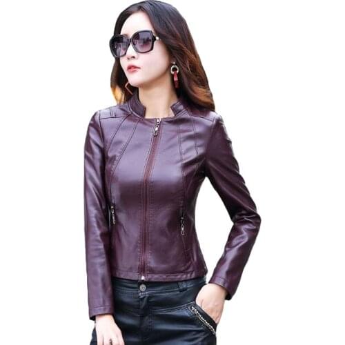 Plus Size Leather Jacket Women New 2021 Motorcycle Leather Coat Women Outerwear Short Slim Female Leather Clothing Black