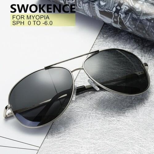 SWOKENCE Prescription Sunglasses For Myopia Nearsighted Glasses Dioptre 0 to -6.0 Men Women UV400 or Polarized Spectacles F195