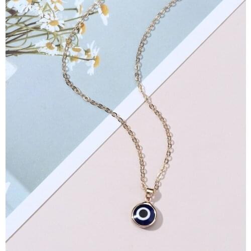 MXME Demon Eye Necklace European and American Golden Chain Turkey Blue Eye Necklace