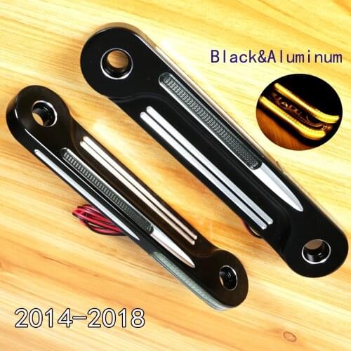 Front Aluminum Edge Cut LED Flush Fork Turn Signals Brackets For Harley Touring 2014 2015 2016 2017 2018 Street Glide FLHX