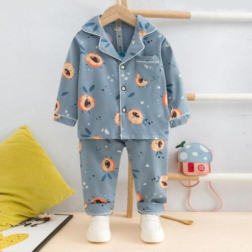 TUONXYE New Summer Boys Fruits Long sleeves Pajamas Girls Set Dinosaurs Pyjama Cotton Kids Pijama Children Sleepwear