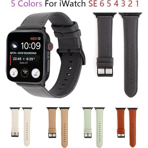 Macaron leather watchband for apple watch band SE 6 5 4 40mm 44mm Bright belt bracelet bands for iWatch Strap series 3 2 38/42mm