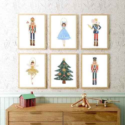 Christmas Nutcracker Prints Watercolor Wall Art Pictures Holiday Wall Decor Ballet Artwork Canvas Painting Housewarming Gifts