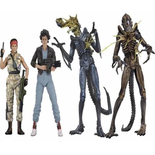 Aliens vs Predator Series LT.Ellen Ripley Bomber Jacket Xenomorph Warrior Battle Damaged PVC Action Figure Toy Doll Gift