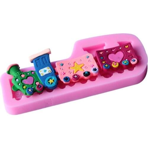 Cartoon Train Shape Fondant Cake Silicone Mold Fondant Paste Candy Cookies Molds