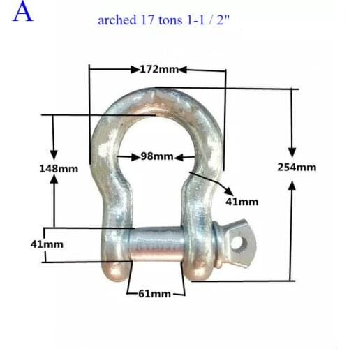 1pc bow Shackle for winch industrial mechanical screw pin bow anchor shackle tons alloy steel