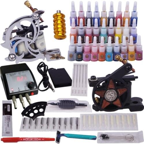 Tattoo set machines tattoo equipment china 2 top tattoo machine 28 color inks YLT-35