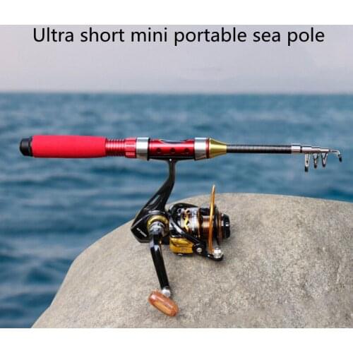 Telescopic portable rotating fishing rod 1.0m —— 2.3m glass fiber reinforced plastic ultra-short mini travel small sea pole
