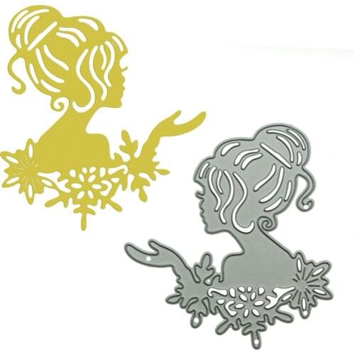 Female Character Lady Pattern Cutting Dies Scrapbooking Handmade Thanking Card Clip Art Decorating Punch Stencil
