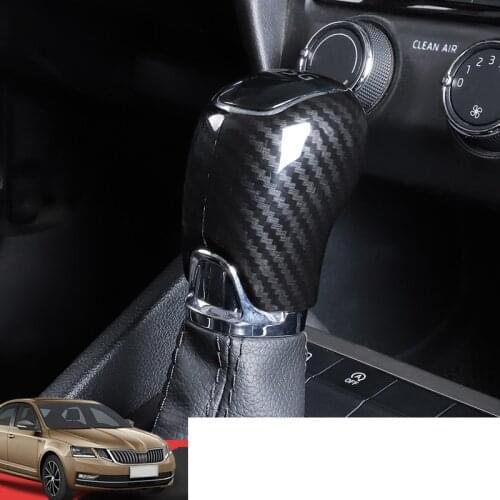 Carbon Fiber Abs Car Gear Lever Head Cover for Skoda Octavia A7 Superb Fabia Interior Accessories Auto Shift Knob