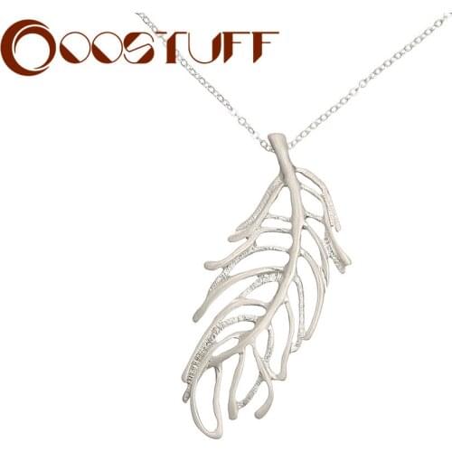 Vintage Silver Color Leaf Pendant Long Chains Necklace for Women Chokers Suspension Statement Decorative Jewelry Accessories