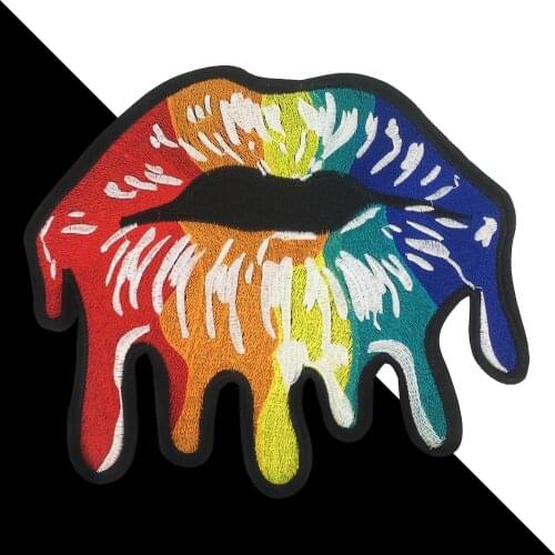 Embroidery Fashion Cool Large Sexy Lips Flower Patch Applique Badge Clothing Patch, Iron on Patches for Clothing