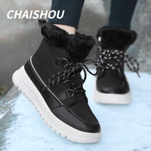 ST09 2021 Winter New Women High Quality Platform Ankle Snow Boots Woman Lace-up Comfortable Casual Shoes Botas Mujer