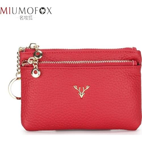 High Quality Women Mini Wallet Fashion Snake Pattern Genuine Leather Coin Purse Coin Credit Card Keys Pouch with Chain Ring Cool