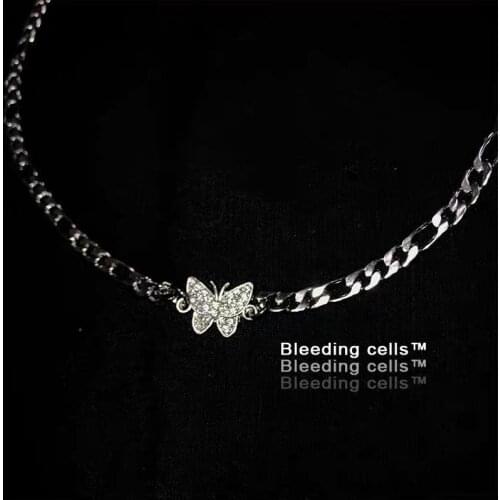 Crystal Butterfly Gothic Accessories Woman Choker Necklaces for Women Pendant Pendants Jewelry on the Neck Chain Necklace Punk