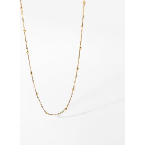 Tarnish Free Waterproof Stainless Steel Thin Bead Chain Necklace For Women Minimalist Trendy Stacking Choker Necklace