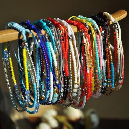 1pc Fashion Beaded Bracelet Bohemian Style Crystal Adjustable String Decor Bracelet Braid Bracelet Jewelry Accessories For Women