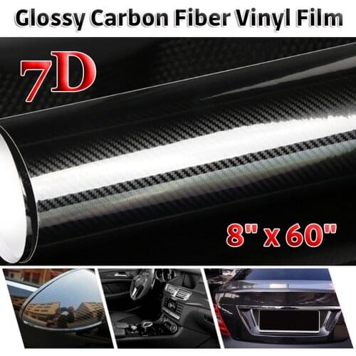 1P 50cm*152cm High Gloss Black 7d Glossy Carbon Fiber Vinyl Film Car Wrap Stickers Auto Decal Paper Auto Accessories Car Styling