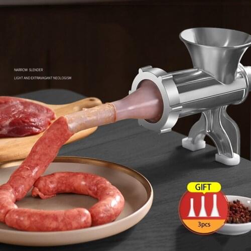 2in1 Sausage Stuffer Maker Meat Grinder Metal Meat Sausage Filling Machine 3 Nozzles Fixed on table Manual Sausage Maker Kitchen
