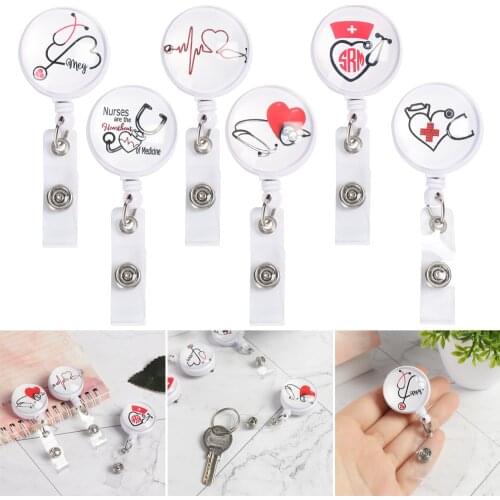 2021 Fashion Creative Retractable Badge Reel Nurse Display ID Name Card Badge Holder Unisex High Quality Anti-Lost Clip Supplies