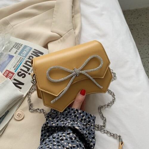 2021 Cute Pu Leather Bright Diamond Small Flap Bags Designer Chain Women Shoulder Messenger Bag Dinner Clutch Ladies Purses