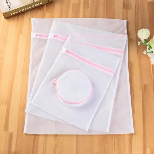 4 Size White Coarse Mesh Laundry Bags for Washing Machines Lingerie Laundry Wash Bags Modern Polyester Laundry Bag