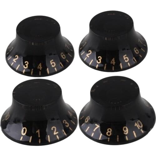 4 x Black Top Hat Speed Control Knobs For Electric Guitar
