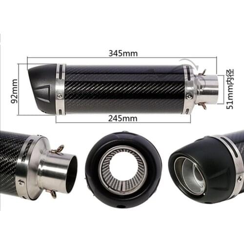 51mm Universal Motorcycle Modified Exhaust Pipe Muffler Carbon Fiber Db Killer Exhaust Pipe For Z400 Z900 R25 R6 Z1000 GSXR250