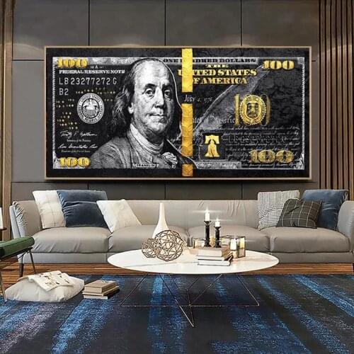 Abstract Poster Canvas Painting Black Figure Burning Dollar Wall Art Canvas Painting Painting Living Room Office Decoration