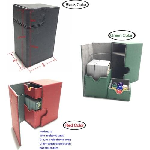 Mid-Large size Card Case Deck Case Board Game Cards Box: Black Red Green Color