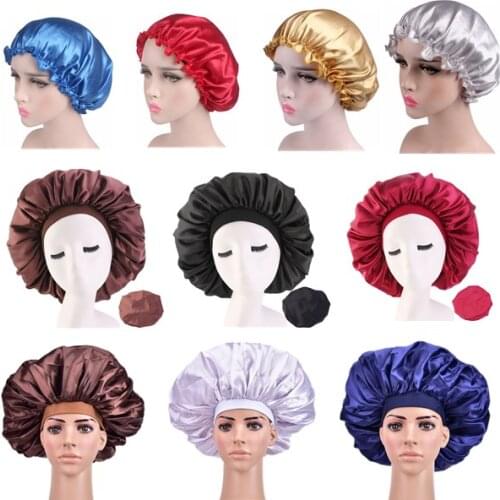 Femme Night Sleep Cap Head Cover Flower Elastic Band Women Hair Satin Bonnet For Sleeping Shower Cap Silk Bonnet Bonnet