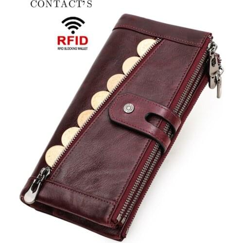 Women Purses 2020 RFID Anti-theft Leather Ladies Wallet Womens Clutch Bag Retro Female Bag Multi-card Large Capacity Wallet