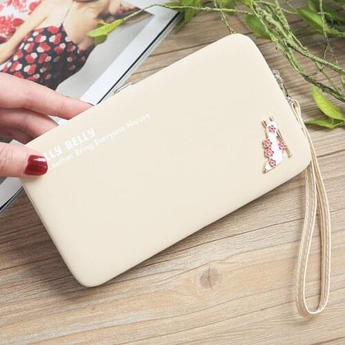 Hot Selling Women PU Leather Wallet Large Capacity Purses for Mobile Phone Cash