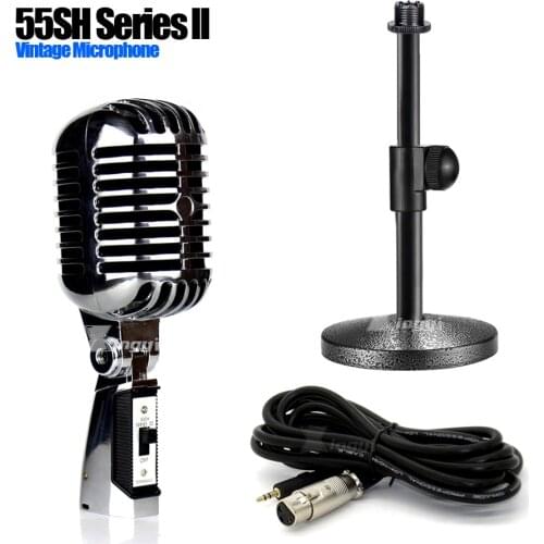 Metal Tabletop 3.5mm Jack Wired Mic Holder Professional Classic Dynamic Vintage Microphone Stand Retro Style Mike 55SH Series ll