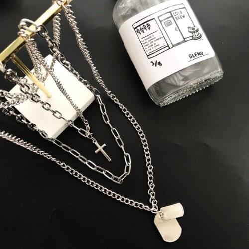 Multi-Layer Cross Chain Necklaces Pendant for Women Men Jewelry Gifts Punk Hip Hop Goth Choker Necklaces