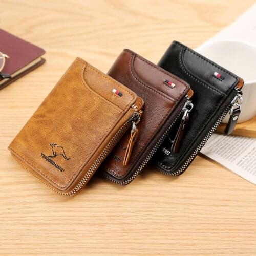 Weysfor Fashion Men PU Leather short Wallet With Zipper Coin Pocket Vintage Big Capacity Male Short Money Purse Card Holder New