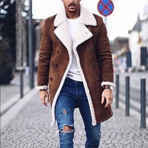 Mens Wool Winter Warm Trench Long Outerwear Button Overcoat Coat Waterbreaker Windproof Jacket