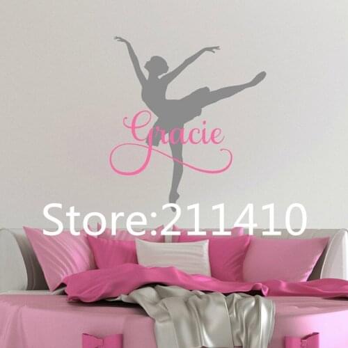 Ballerina Player Customize Name Wall Decal - Personalized Name Ballerina Wall Stickers For Girls Bedroom Baby Wall Art Mural 284