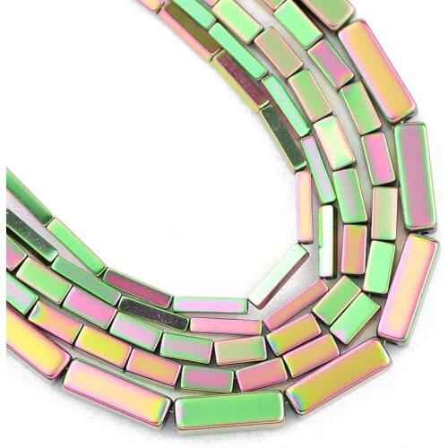 Natural Stone Rectangle Cuboid New Green Hematite Beads 4/6/9MM Square Spacer Loose Beads For Jewelry Making Diy Bracelets 15