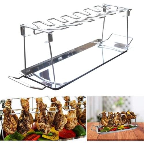 Tray Foldable BBQ Accessories Grill W-ing Rack Kicthen Picnic Roast Food 46X34.5X10.5cm Stainless Steel Durable Barbecue Tools