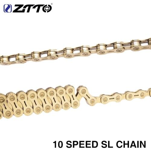 ZTTO MTB Golden Semi Hollow SL Chain Mountain Bike Road Bicycle Parts Durable Gold 10s 20 s 30 v 10 Speed for K7 System