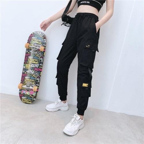 Plus Size Cargo Pants Women High Wasit Punk Summer Jogger Sweatpants Loose Female Trousers Korean Harajuku Elastics Streetwear