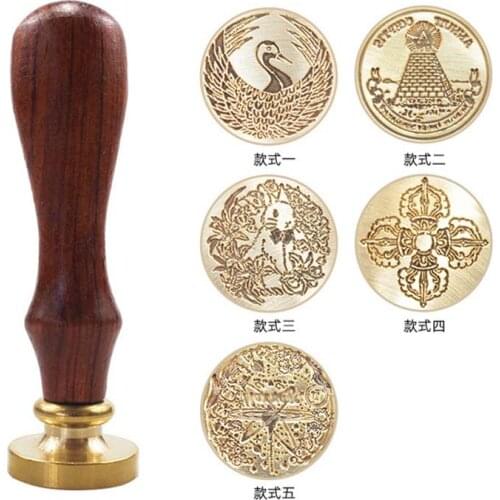 Retro Invitation Wax Seal Stamps DIY Cute Animal Pattern Sealing Wax DIY Craft Wood Handle Antique Copper Stamps