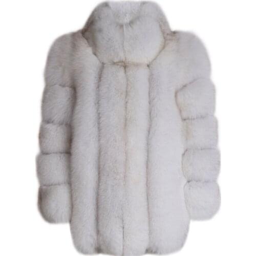 Real fur coat ladies natural fox fur coat women fur winter coat stand collar