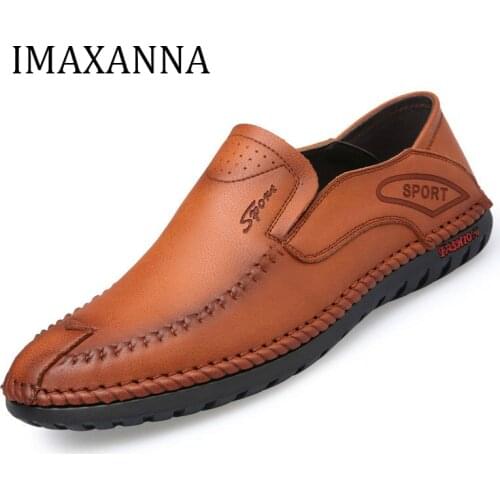 IMAXANNA Genuine Leather Men Shoes Casual 2020 Italian Mens Loafers Luxury Brand Moccasins Slip On Driving Shoes Spring Autumn
