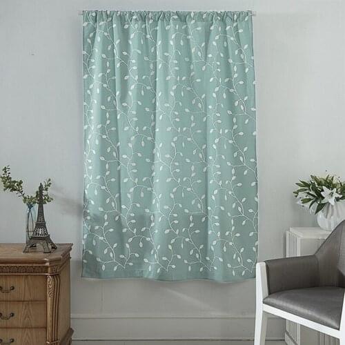 Roman Curtain Leaf Embroidered Window Curtains Blackout Drapes Bathroom Curtain Partition for Home Kitchen Living Room Decor