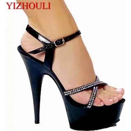 Summer new ladies 5 CM platforms Ankle Strap Sandals 15 cm thin high heels sexy pumps woman Dance Shoes