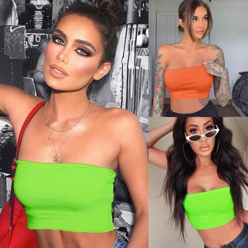 2020 New Summer Women Bralette Plain Off Shoulder Vest Crop Top