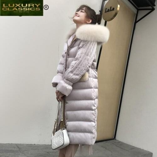 Womens Winter Down Coat Jacket Real Fox Fur Hooded Clothes 2021 Warm 90% Duck Down Jacket Female Down Parka Hiver HL0818