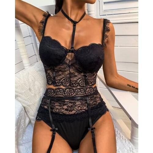 Womens Sexy Lingerie See-Through Lace Ruffles Erotic Costume Dress Sexy Sleepwear Womens Underwear Sexy Clothes Exotic Apparel